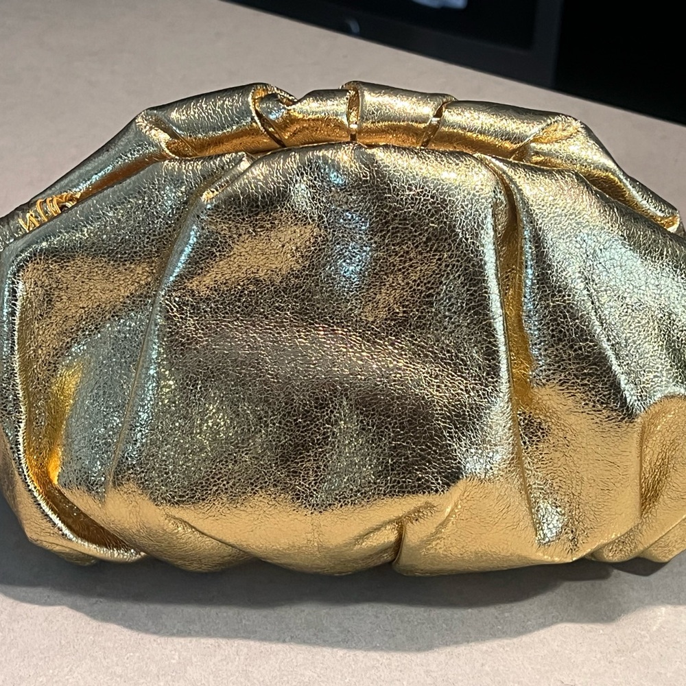 REBECCA MINKOFF GOLD CLUTCH W/TASSLE!!